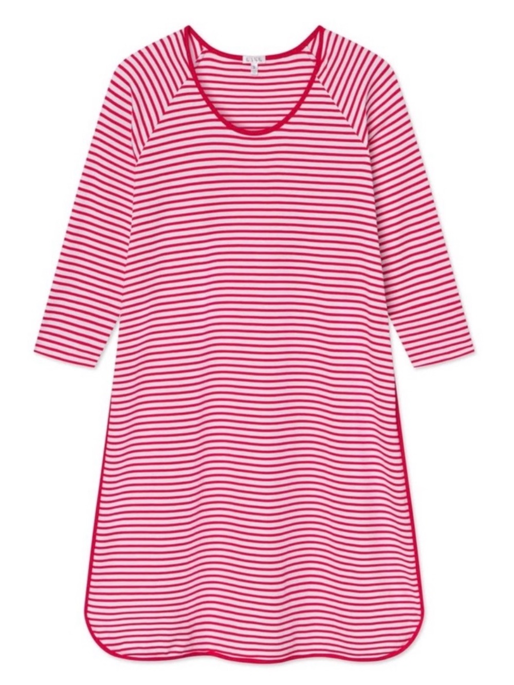 LAKE Pima Long Sleeve Nightgown in Classic Red voyager stripe size large